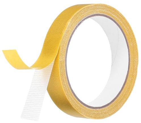 sourcing map Double Sided Fabric Tape 0.8 Inch x 33 Ft Removable Strong Sticky Mesh Tape, Multifunctional Two Sides Stick Mounting Tape for Fix Carpet Wall Decor, (Yellow)