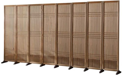 2 3 4 5 6 8 10 Panel Wooden Room Divider Wall Fencing, Folding Room Partition Privacy Screens with Detachable Base, for Home Hotel Office Porch (8 Panels High 200cm 6.6ft)