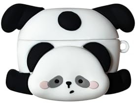Casevita Graziosa custodia compatibile con AirPods 4 con cancellazione attiva del rumore con portachiavi, custodia protettiva in silicone Solft Cartoon Anime Panda compatibile con AirPods 4