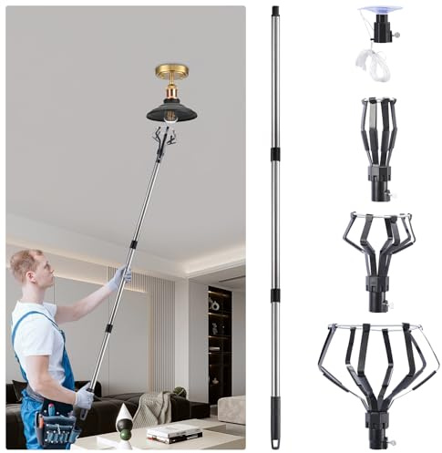 Novelfun Glühbirnenwechsler für Hohe Decke 2-12FT Edelstahl Lampenwechsler