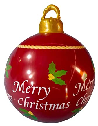 Riesige Weihnachtskugel - Aufblasbare Weihnachtskugel 60cm Weihnachtsdekoration aus rotem PVC | Aufblasbare Ornamente mit Schneeflocken Riesen Weihnachtskugel für den Winter Neujahrsbaum