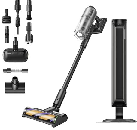 dreame Z40 Station Nass Trockensauger– Kabelloser Stielstaubsauger mit automatischer Leerung, Reinigungsstation, Multi-Bürste mit Stauboffenlegung, 310 AW Saugkraft, 160 Min. Reinigungsdauer