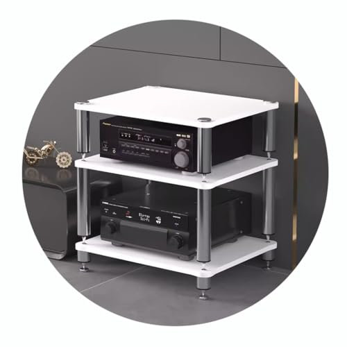 Easnuroz 2/3/4-stöckiges HiFi-Rack AV-Regal Medienregal Mit Verstellbaren Fächern HiFi-Ständer Plattenspieler-Ständer Medienaufbewahrungsregale Audio-Video-Komponenten(Weiß,60 * 48 * 60cm(3Tier))