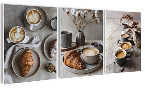 artissimo, Bilderset 3er-Set, PE6760-DS, 3 Bilder 30x40cm, Wandbilder-Set Küche, Küchendeko modern, Küchenbilder, grau, Kaffee-Motiv, Landhaus-Stil, Vintage