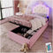 Seyakany Lit Coffre 90x200 avec LED,avec Espace de Stockage,lit Enfant 90x200,Cadre de lit 90 x 200 avec sommier à Lattes,PU,Rose(sans Matelas)