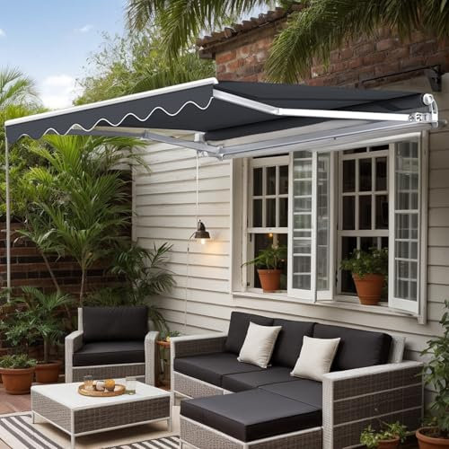 Alpstorm Gelenkarmmarkise Markise 250x200cm Terrassenmarkise mit Handkurbel Wasserdichter Sonnenmarkise inkl. Wandhalterung Sonnenschutz für Garten Terrasse Außen,Anthrazit
