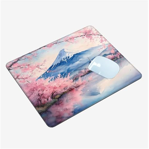 Mouse Mat, Japan Mouse Pad Small 240x200x3mm, Mini Desk Mat Volcano Mousepad, Non-Slip Rubber Base Mousemat Gaming, Waterproof Surface, Stitched Edges Desk Matt, Office Accessories for Men T1-1091