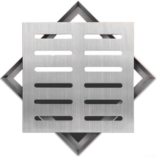 Thick Square Cast Iron Gully Grid/Grate Heavy Duty Drain Cover Black Satin Finish, Stainless Steel Square Drain Cover Heavy Duty Sewage Grate(150mm)