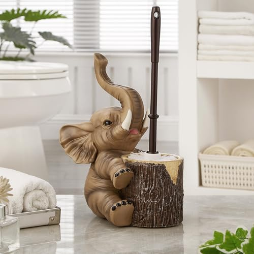 Elephant WC-Bürste und Halter Set, platzsparend, Tiefenreinigung, tropfsicher, einfache Montage, Nylonborsten, ideal für amerikanische Badezimmer