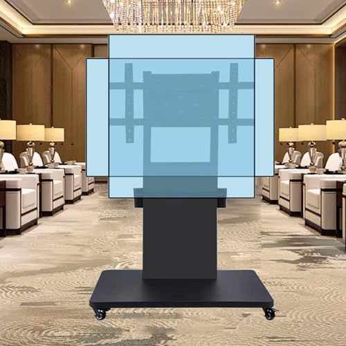 Verstellbarer mobiler TV-Wagen auf Rädern, rollbarer TV-Ständer mit Ablage und Halterungen, für 40 Zoll / 85 Zoll Bildschirme, max. 600 x 400 mm, Höhe 1650 mm, tragbarer Trolley, einfarbig