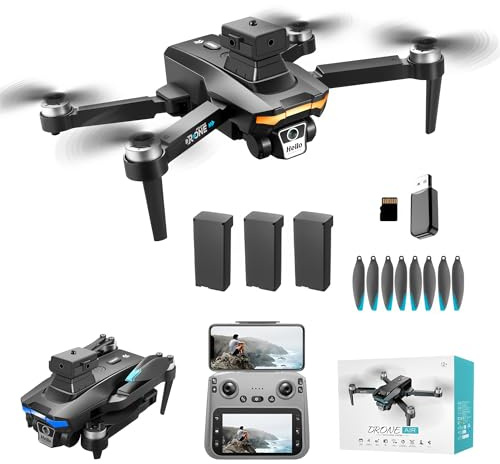 GPS Drohne mit 4K-Doppelkamera für Erwachsene, Drohne mit 4,5-Zoll-Bildschirm, Hindernisvermeidung, 69 Minuten Flugzeit, 3 Akkus, Automatische Rückkehr, Folge-Modus, RC-Quadcopter für Anfänger