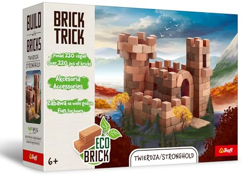 Trefl Brick Trick: Stronghold - Build with Bricks, ECO Blocks Made of Real Brick, 220 Bricks, Reusable, Creative Set for Kids Ages 6+
