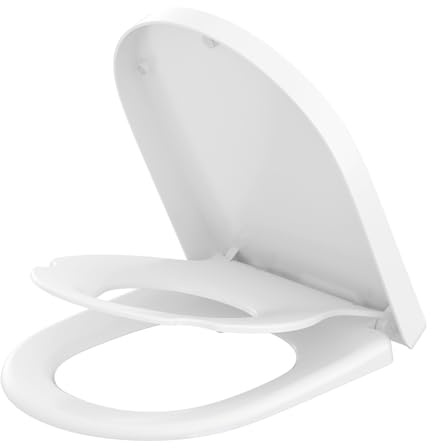 YEAUPE PRO Abattant WC Familial Forme D, Lunette de Toilette avec Siège Enfant Magnétique, Frein de Chute et Charnière Réglable, Abattant WC pour Adultes et Enfants, inkl. Installationsschablone
