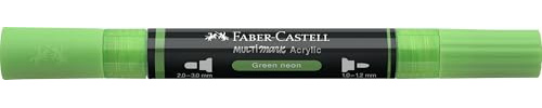 Faber-Castell Multimark Acrylic Dual Marker Color 257, Neon Green, Art Set Supplies Waterbased Acrylic Marker Pen, Double Ended, Bold & Fine Tip, Art Markers, Coloring Pens, Textlighter