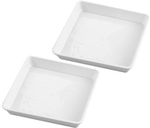 SUPVOX Plastic Square Plant Saucers 2Pcs 15.7 Inch White Flower Pot Drip Trays for Office Desks and Outdoor Patios