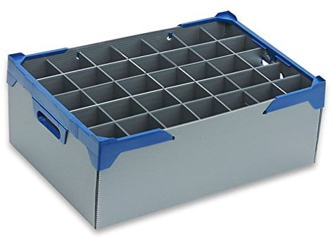 Medium Champagne Glass Glassware Storage Box by Glassjacks, 35 cells, Champagne Glass Storage for Glass Max Width 65mm, Glass Max Height 195mm, Includes Lid, Delivered Fully Assembled