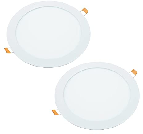 JANDEI - Pack 2 x LED-Einbau-Downlights, 18W, 1440 Lumen, Runde Form, Einbauloch Ø 200- Ø 205 mm, Extraflach 13 mm Tiefe, Lichtfarbe Neutralweiß 4200K, Inklusive Transformator