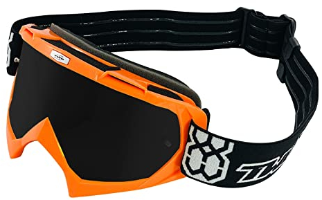 TWO-X Cross-Brille - Motocross-Brille mit getöntem schwarz-grauen Glas - Kratzfeste Motorrad-Brille - Enduro & Downhill - Modell Race - Orange