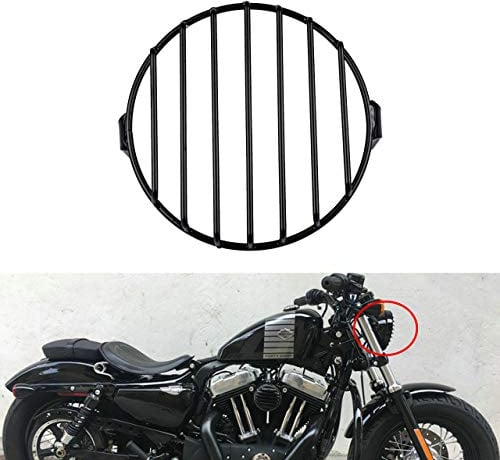 TUINCYN Motorrad-Scheinwerfer-Gitter 17,8 cm, Schwarz, Retro-Motorrad, Seitenmontage, Kopflampe, Schutzmaske, Mesk 175 mm Motorräder, Cruiser, Chopper, Bobber, Old School, Cafe Racer (1 Stück)