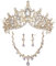 3-teiliges Hochzeitsschmuck Braut Set, Diadem Prinzessin Erwachsene Kristall Goldkette mit Ohrringen Set für Damen