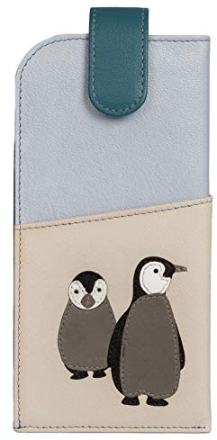 Mala Leather Penguin Glasses case soft leather wide tab top ladies