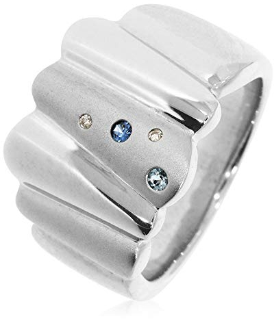 XEN Ring mit 2 Diamanten, Saphir und Blautopas 52 (16.6)