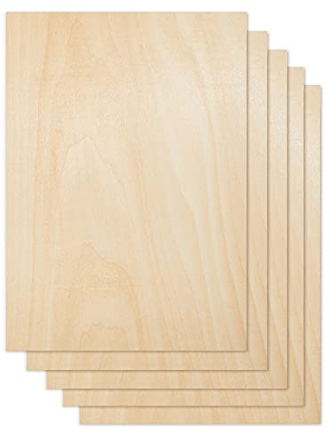 CRAFTIFF Plywood Board Basswood Sheets 1/16 inch, Thin Natural Unfinished Wood for Crafts, Hobby and Model Making – 1.5mm Pack (6pcs (300x200mm))