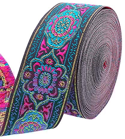 Pandahall 7m Vintage Jacquardband 33cm Bordüre Stoff Emobridered Woven Ribbon Fabric Trim Fringe Stoffband Paspelband Zum Nähen für Diy Kleidung Accessoires Verzierungen Dekorationen