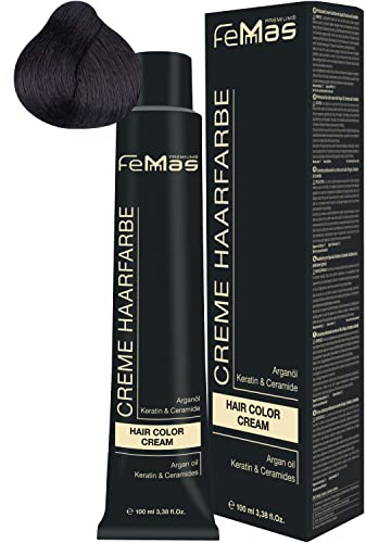 FemMas Haarfarbe Dunkelbraun Schokolade Intensiv 3.99 I Creme Haarfarbe mit Arganöl, Keratin & Ceramiden I dauerthafte Haarfärbung oder Tönung für strahlende Farbergebnisse I 100 ml