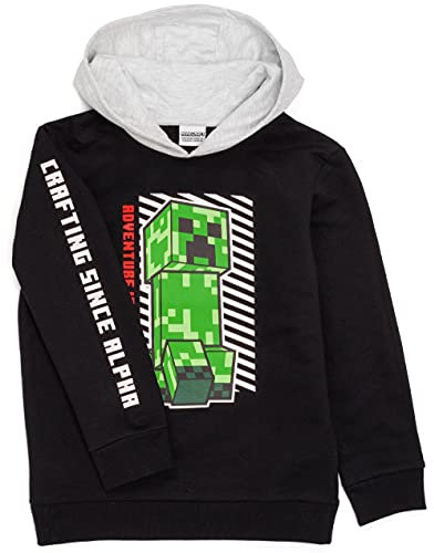 Minecraft Hoodie Boys Enfants Jeu Creeper Black Capuche Jumper 13-14 Ans