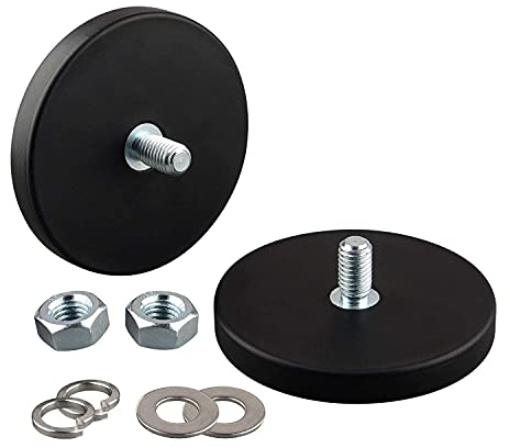 ULIBERMAGNET Kratzfeste runde Magnete 27kg Neodym Gummi beschichtet mit M8 Gewindebolzen, Starke Magnethalterung für Beleuchtung, Kamera, Werkzeuge und Ausrüstung