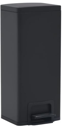 vidaXL Stainless Steel Pedal Dustbin, 30L Capacity, Elegant Black Finish, Soft-close Lid, Easy Waste Disposal with Removable Inner Basket