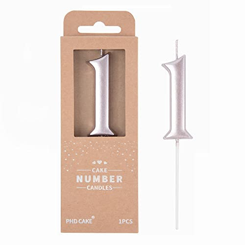 PHD CAKE 2.76 Inch Elegant Rose Gold 1 Number Birthday Candles, Rose Gold Number Candles, Cake Number Candles, Party Celebration