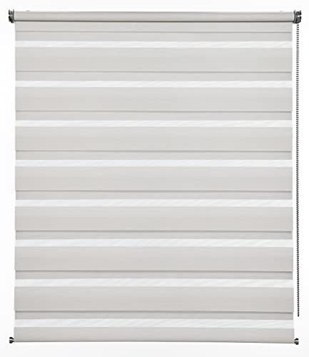 Gardinia Doppelrollo de Luxe, Für Decken-, Wand- oder Nischenmontage, Duo-Rollo/Seitenzugrollo, Transparente und blickdichte Streifen, Alle Montage-Teile inklusive, Creme meliert, 90 x 180 cm (BxH)