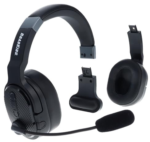 RoadKing Truck Driver Headset RKING4000 Noise Cancelling Bluetooth Headset Mono to Stereo Wireless Headset with Advanced Noise Cancellation, Black