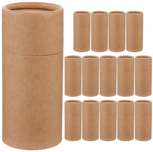 GLEAVI Leere Kraftpapier-Tube, 15 Stück, runde Pappe, 30 ml, ätherische Öle, Verpackungsbox, Karton, Deo-Behälter, braune Lippenstift-Boxen