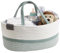 DECOMOMO Baby Caddy Organizer, Windelkorb, Babykörbe für Babyparty, Salbeigrün & Weiß, Größe L