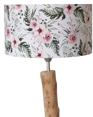 abat-jour tissu motifs fleurs - roses romantiques Luminaire diamètre personnalisé cylindre idée cadeau anniversaire noël (Ø 45 cm)