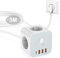 Steckdosenleiste Würfel mit USB, VEFVE 7-in-1 Mehrfachsteckdose mit Schalter, 3-Fach Cube Steckdose Steckerleiste mit 20W USB C Schnellladefunktion, 3m Kabel, S322A