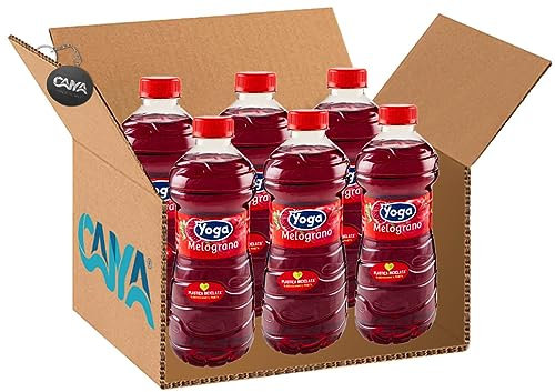 6X Yoga Melograno Succo di Frutta al Gusto di Melograno Ricco di Vitamine 1L [CAIYA® BOX da 6 Bottiglie]