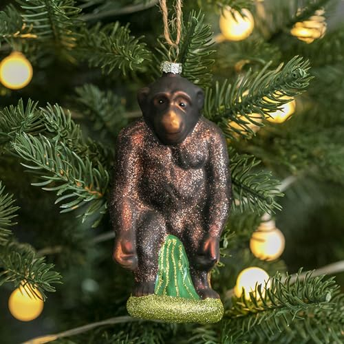 Amanman Glas Weihnachtsschmuck 2023, Orang-Utan Ornamente für Weihnachtsbaum geblasene Glasornamente für Weihnachtsbaumschmuck