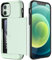 JETech Wallet Case for iPhone 12/12 Pro 6.1-Inch with Card Holder, Dual Layer Shockproof Protective Phone Cover, Sliding Hidden Slot (Green)