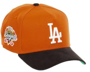 New Era Los Angeles Dodgers MLB 100th Anniversary Sidepatch Orange Black Cord 9Forty A-Frame Snapback Cap - One-Size