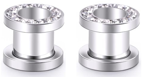 Decentraland Silber Gold Roségold 316L Edelstahl O Ohrmessgeräte Kubische Zirkonia-Tunnel Ohren Schraubverschluss Körperpiercing-Schmuck