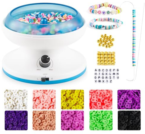 Electric Clay Bead Spinner for Jewelry Making, Bead Bowl with Needle and Thread, Ideal for Crafting Bracelets or Necklaces, Clay Bead Tool