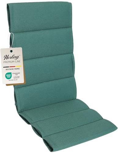 Herlag Hochlehner-Polsterauflage Linnea 123x50x3cm | Stuhlauflage Mehrfachsteppung | Auflage für Hochlehner-Gartenstühle | Premium-Line | Öko Tex 100 | 1 Polster | Petrol