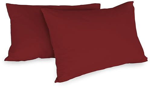 Zer0bed, Coppia Di Federe In Cotone 52x80 CM, Sangria, Set Di 2, Tinta Unita, 100% Cotone, Cuscino Letto, Chiusura A Busta