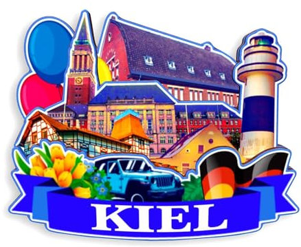 Quwsne Kühlschrankmagnet Kiel Deutschland Kühlschrankmagnet Stadt Reise Souvenirs Touristengeschenke 3D klassische Sehenswürdigkeiten handgefertigt Handwerk Heimdekoration -1249, QS-WC-1249