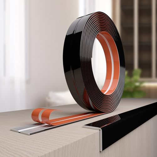 Wandeckenschutz, abziehen und aufkleben, Wandzierleiste, Innen- und Außeneckenschutz und Kantenschutz für Wand, Decke, Arbeitsplatte, 4,1 cm B x 3 m L, Schwarz