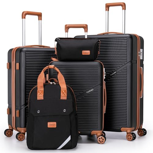 Cosbarn Luggage Sets 5 Piece Suitcases with Wheels, Suitcase Set ABS Hard Case Luggage with TSA Lock Spinner Wheels Durable Travel Luggage (5-Piece Set(20/24/28))